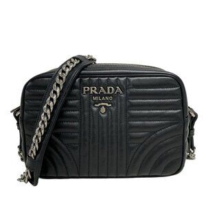 Prada Shoulder Bag Diagram Black Quilted Chain Leather